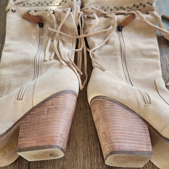 ✨NWOT!✨Dingo Witchy Woman Sand Suede Fringe Over-the-Knee Boots-W9 - Picture 3 of 5